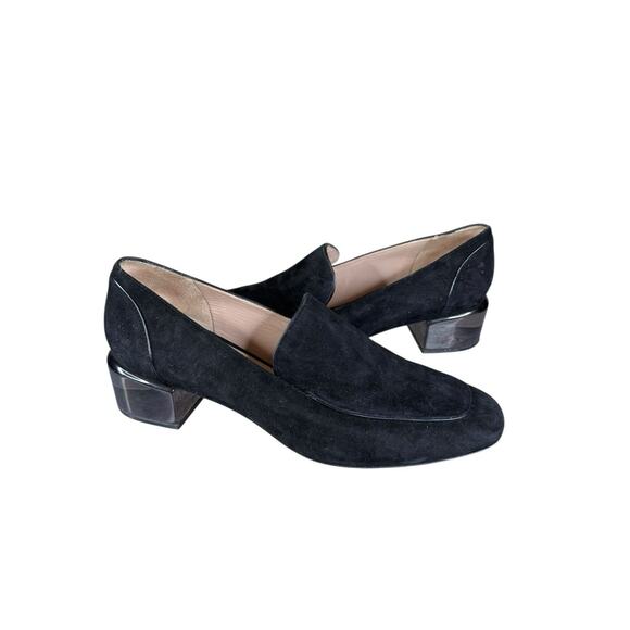 Stuart Weitzman Carmella Black Suede Block Heel Shoes Size 7 - Picture 3 of 9